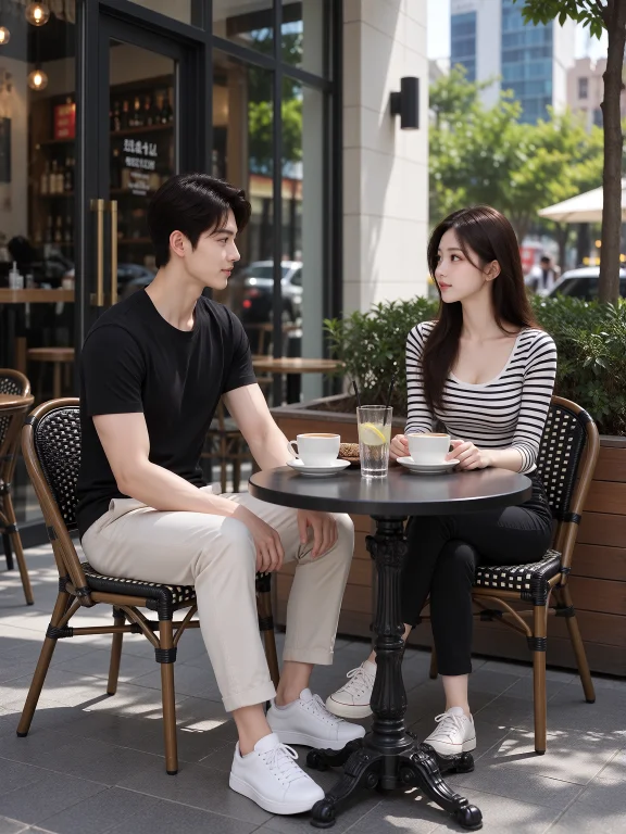The Adult Slender Muscle Korean Cool Action Actor Is Sitting...