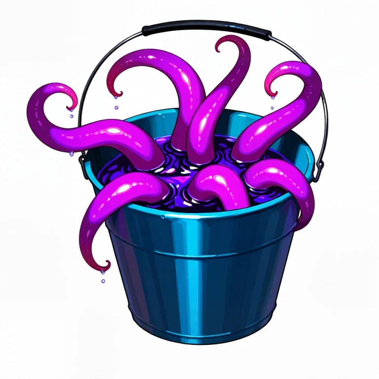 Bucket Full Of Tentacles, Purple Tentacles, Blank White Back...