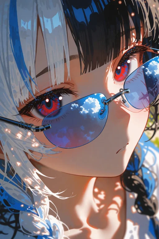Var5ve, Close-up, Cloud Reflection, Solo, Blue-tintedeyewear...