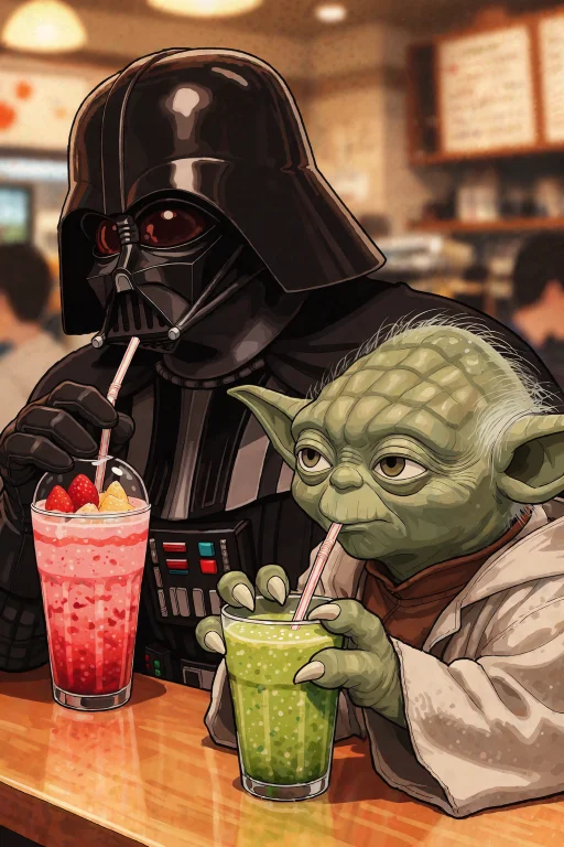 Nijisis, Anime-style Digital Illustration Of Darth Vader And...