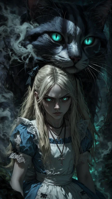 Dark Fantasy Portrait Of A Pale, Fierce Young Girl Alice Fro...