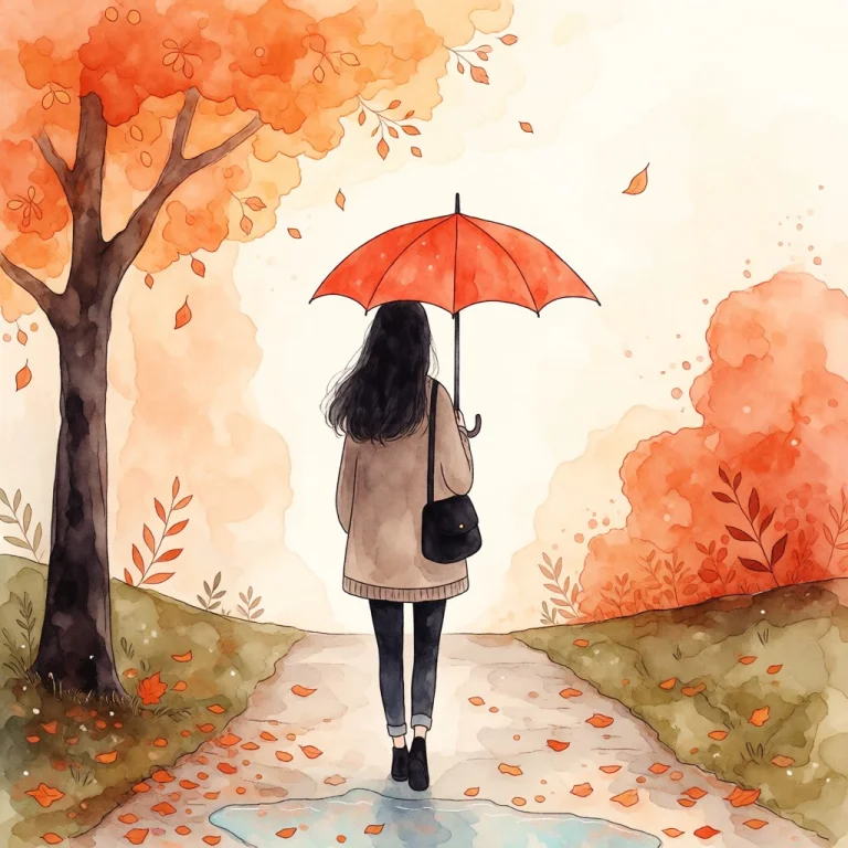 Ilustracin Digital En Estilo Acuarela De Una Mujer Caminando...