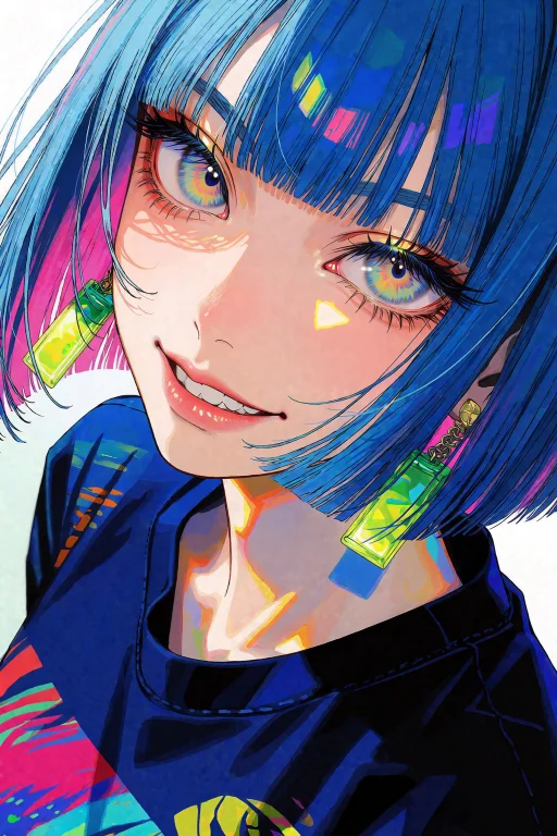 Nijisis, Anime-style Close-up Portrait Of A Girl With Vibran...