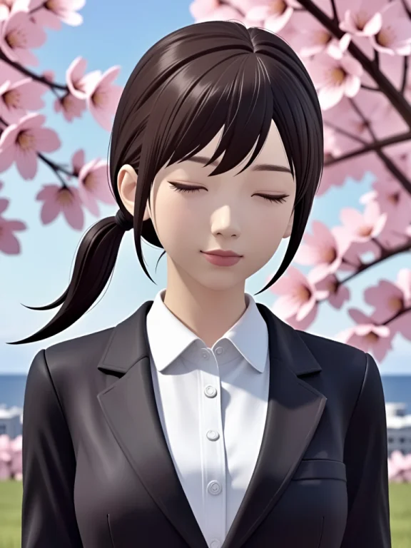 Sakurairo Mau Koro, 1girl, Cherry Blossoms, Horizon, Low Pon...