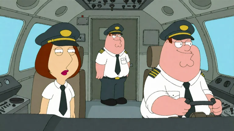 Fmlygyssn05, Three Animated Figures In Pilot Uniforms Are Se...