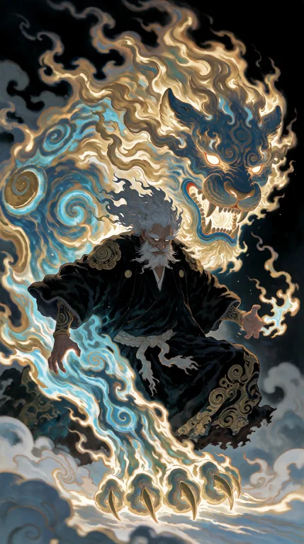 A Majestic, Mythological Illustration Of An Elder Human With...
