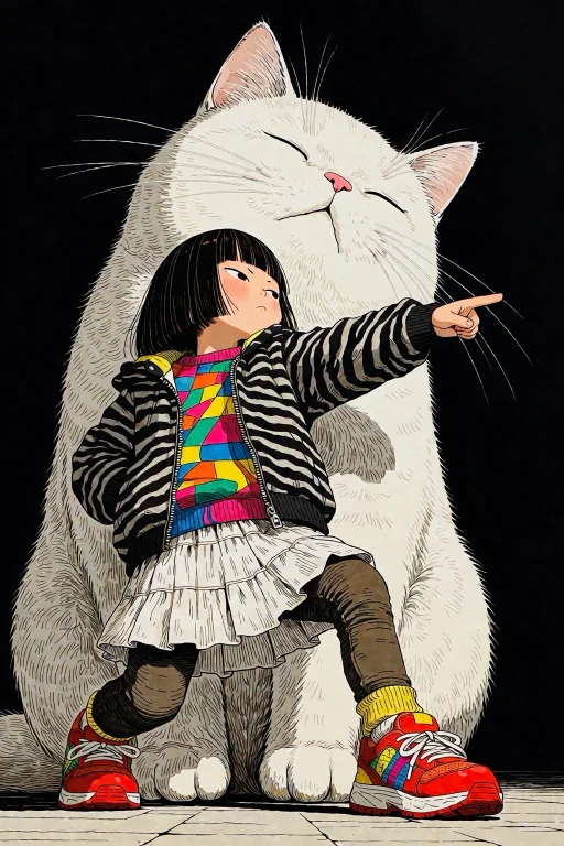 Kutewackykolor, A Young Girl Stands With A Fierce, Playful C...