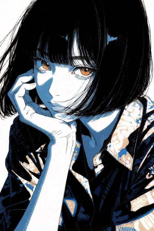 A Striking Boulet Graphic Illustration Of A Young Person Wit...