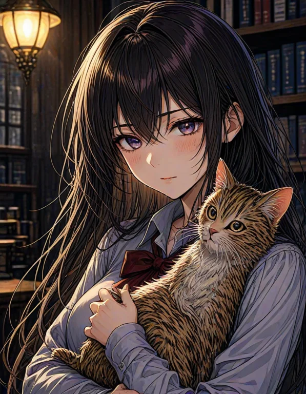 A Beautiful Girl Holding A Cute Kitten