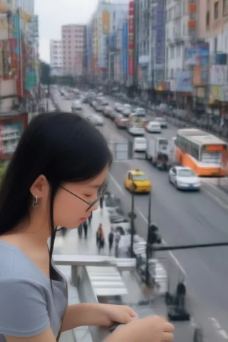 ﷿是一张特写照片，画面主体是一位年轻女性，背景是繁﷿的城市街道... — Stable Diffusion AI Prompt: ﷿是一张特写照片，画面主体是一位年轻女性，背景是繁﷿的城市街道。 **前景人物：** *...