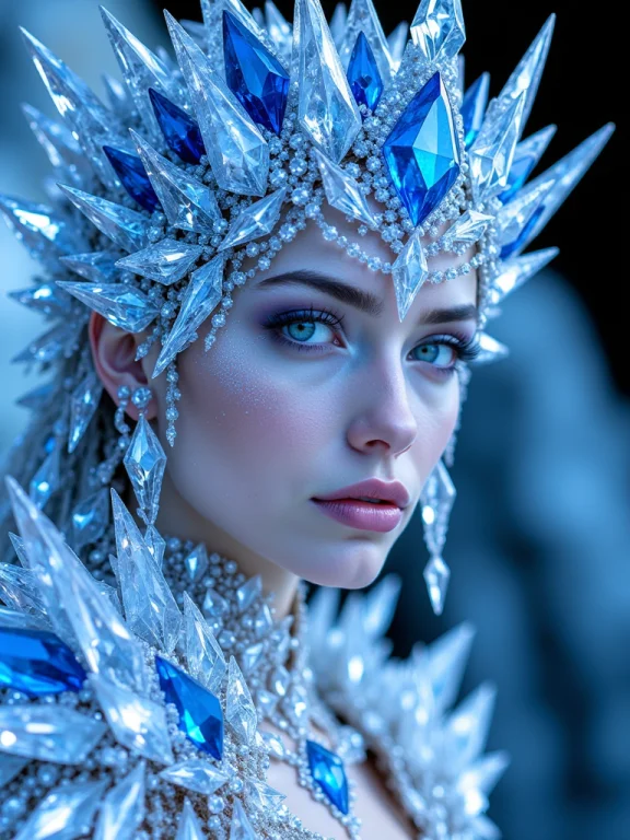 Icqu, Portrait Of A Woman As Ice-crystal Queen, Highly Detai...