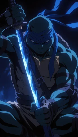 Dark Anime Masterpiece, 916 Wallpaper. Leonardo In A Meditat... — Stable Diffusion AI Prompt: Dark anime masterpiece, 9:16 wallpaper. Leonardo in a meditative but deadly pose...