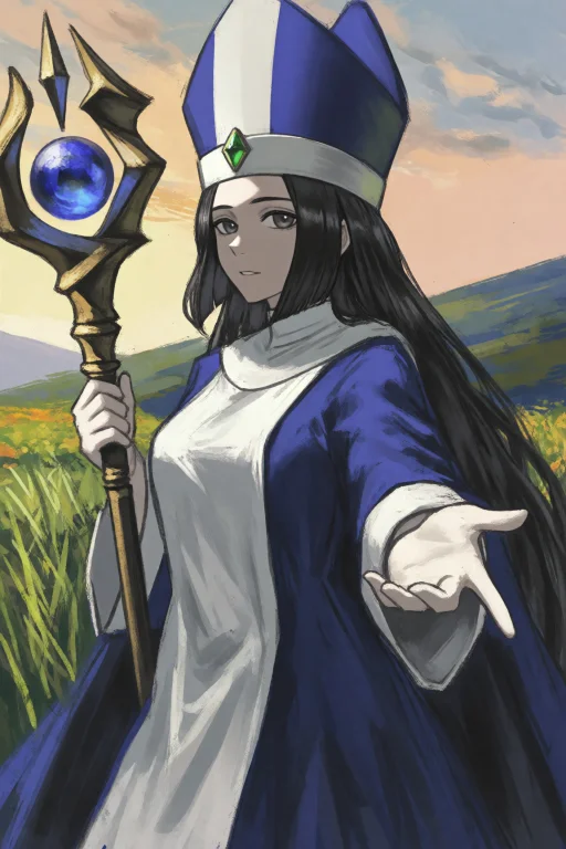A Gothic Illustration Of A Beautiful, Adult Priestess Cleric...