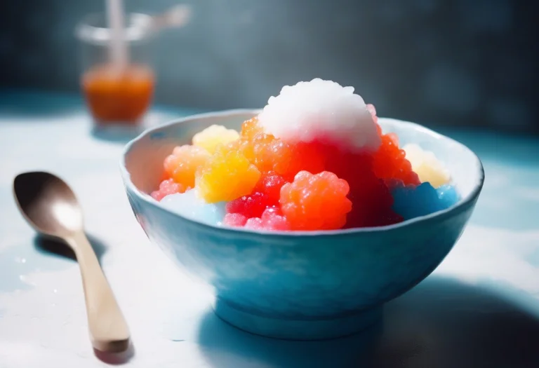 A Bowl Of Shaved Ice Under Bright Syrup, 35mm Film Still, Hi...