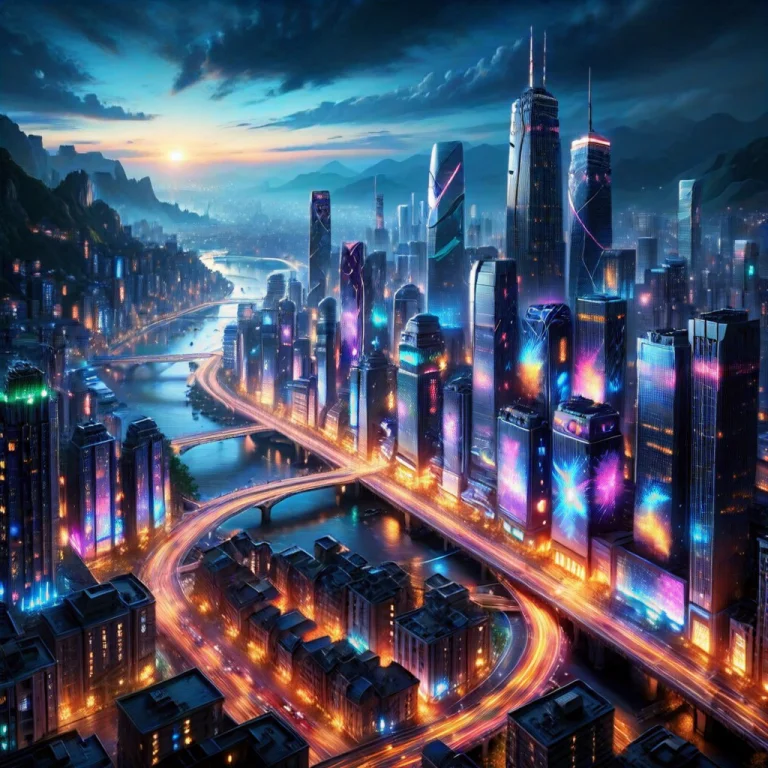 Masterpiece, Ultra Detailed, City With Colorful Led Lights,...