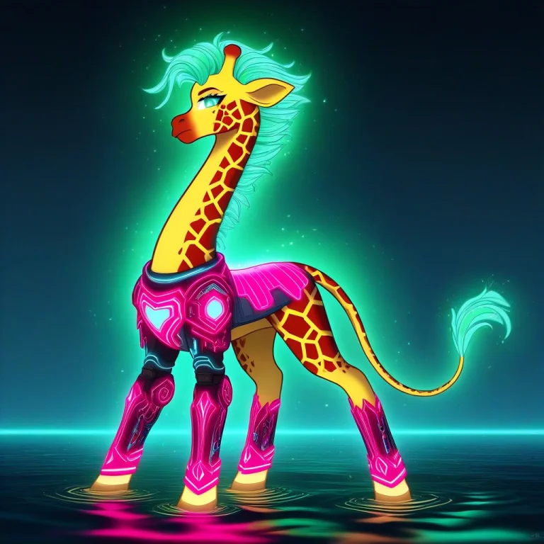 Giraffe Neon Glow  The Overall Vibrant, Luminous Light That...