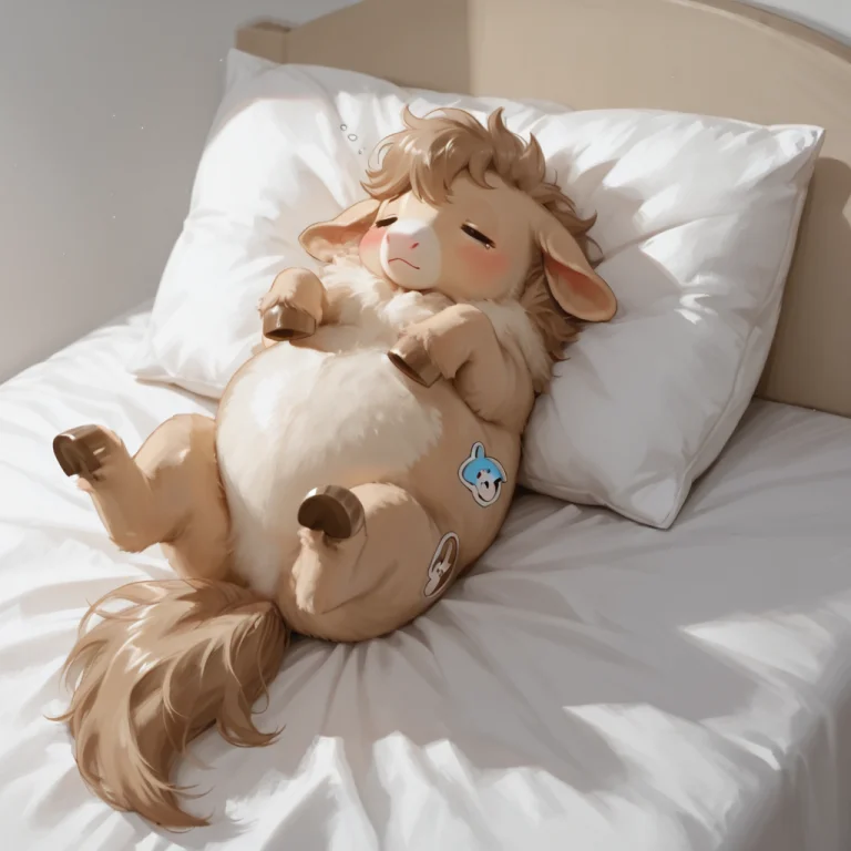 A Cute Chubby Horse Sticker, Lying Flat On Its Stomach On A...