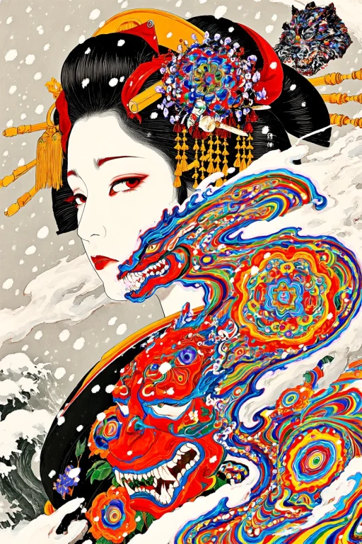 Nippon, Psychedelic, Vivid Colors, Kastusika Hokusai, Shunga...