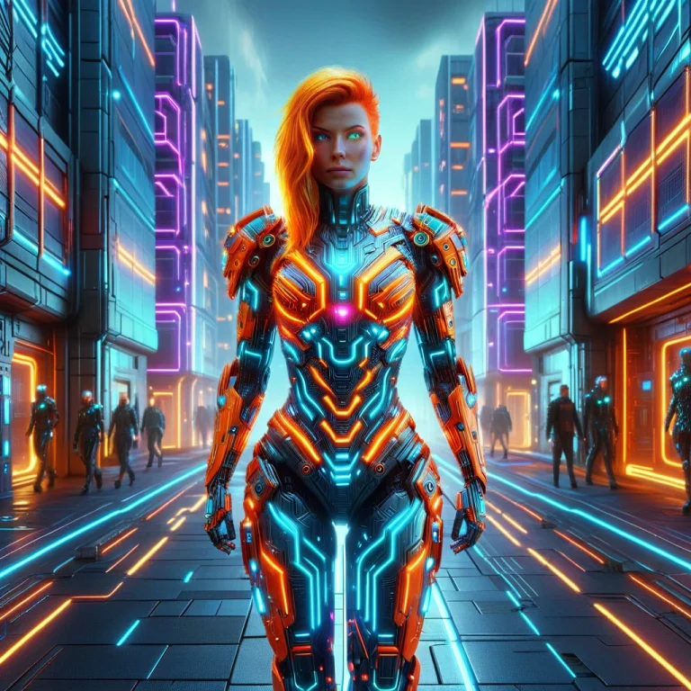 Led, Colorful Led Lights A Cyberrealistic Woman Wearing Neon...