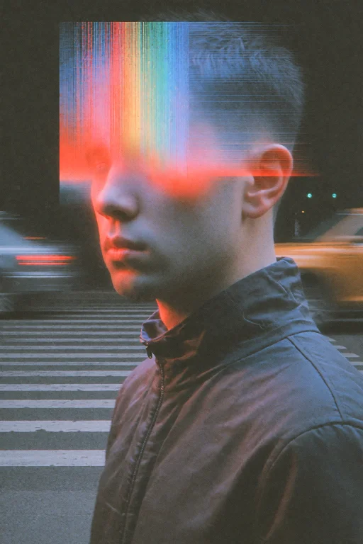 Color Streetphotography Of A Person In Shanghai, In The Styl...