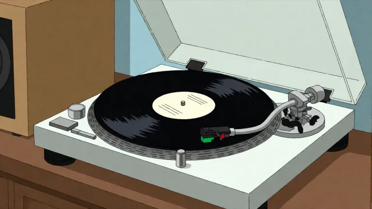 Fmlygyssn15, A Vinyl Record Spins On A White Turntable, Its...