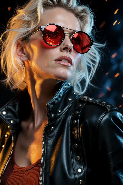 M0n1c4, A Platinum-blonde Woman In A Dynamic Three-quarter P...
