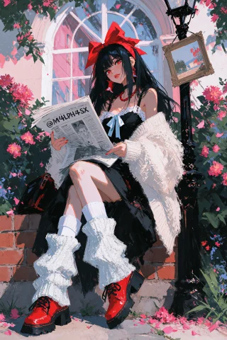 Velnari, M4lph4sx, , A Young Woman With Long Black Hair, Str... — Stable Diffusion AI Prompt: velnari, @M4LPH4SX, , A young woman with long black hair, striking red eyes, and...