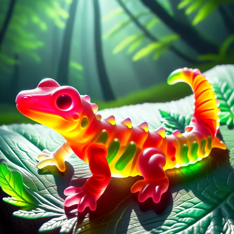 A Gummy Gecko With A Forests Background, Parts That You Can...