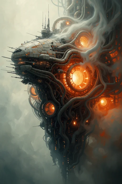 A Massive Spacecraft Composed Of Intertwined Machinery And G...