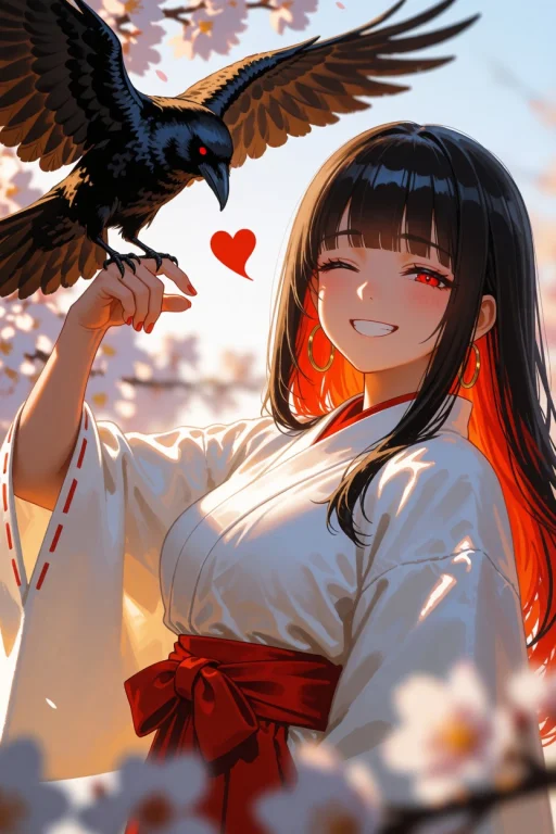 Var5ve, 1girl, Solo, Mature, Solo Shrine Maiden Miko With A...
