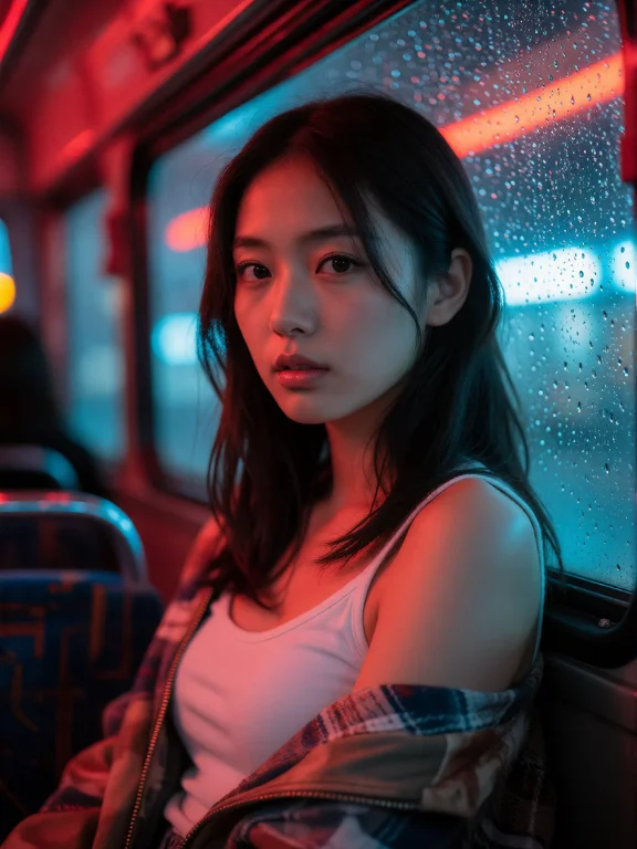 Cinematic Close-up Shot Of A Japanese Woman Dressed Casually...