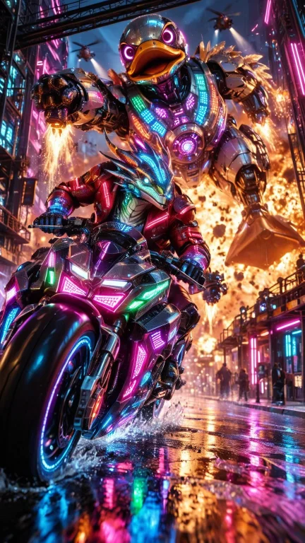A Hyper-dynamic, Low-angle Cinematic Shot Of An Anthropomorp...