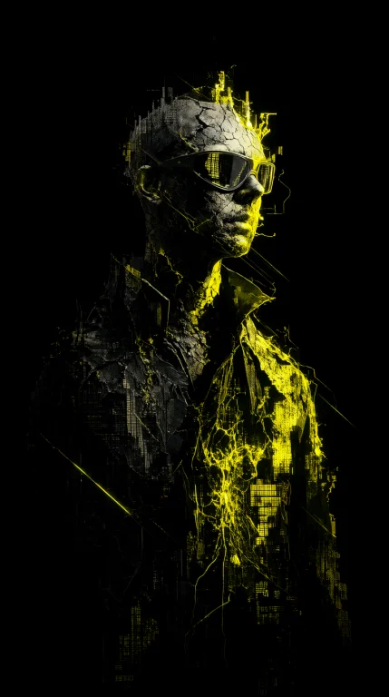 A High-contrast Digital Sculpture Featuring A Solitary Figur...