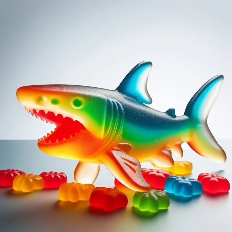 Gummymorph, A Great White Shark Leaping Out Of A Glass Of Fi...