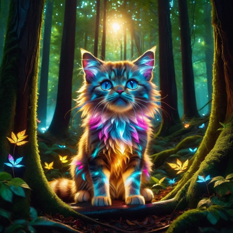 Subject A Cute, Fluffy Cat With Large, Expressive Eyes, Sitt...