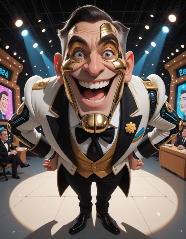 A Comically Pompous Businessman With A Stretched Chin And Ab...