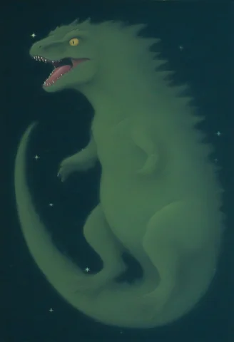 Horror, Pale Green Theme, Black Background, Painting Of A Gh... — Stable Diffusion AI Prompt: horror, pale green theme, black background, painting of a ghostly dinosaur, this...