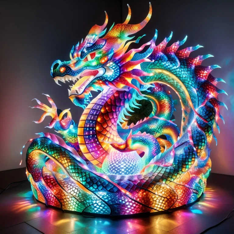 Baroque Composition, Giant Coiled Dragon Of Many Colors-gyro...