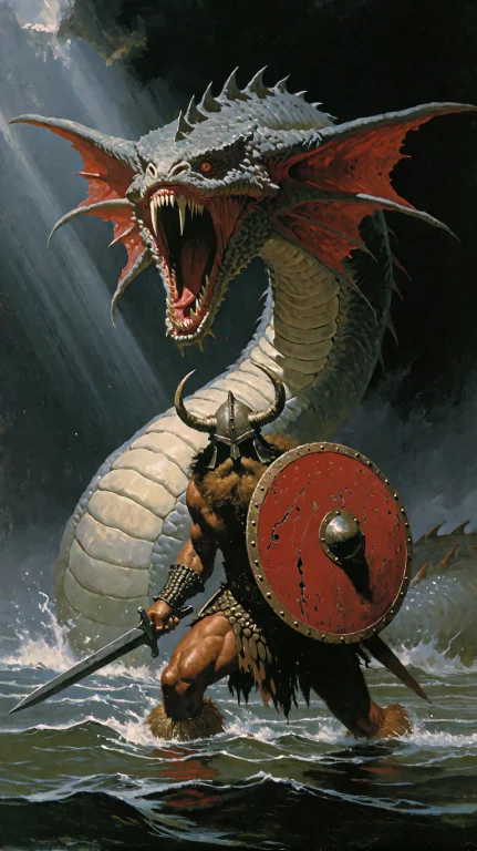1970s Dark Fantasy Style, Full-body View, Eye-level Perspect...