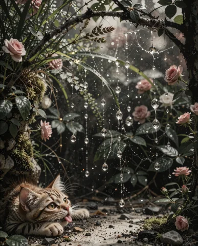 Close-up, Photorealistic Scene Of A Curious Ginger Kitten Ly... — Stable Diffusion AI Prompt: Close-up, photorealistic scene of a curious ginger kitten lying on a textured fo...