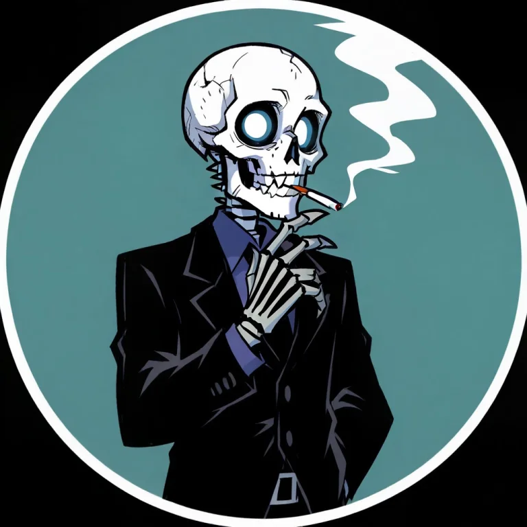 Pfp Circle, Circle,1boy, Solo, Skeleton, Smoking. Cigarette,...
