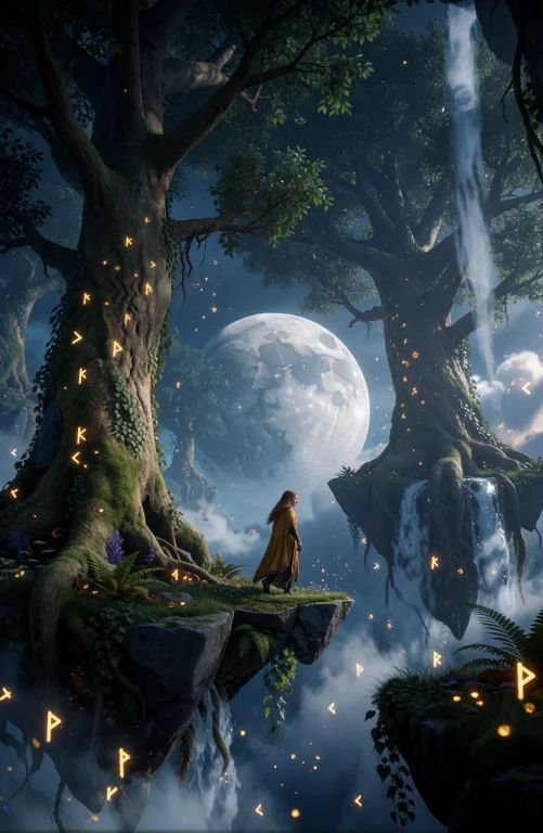 Laufey Walking Alone Through An Enormous Ancient Forest Floa...