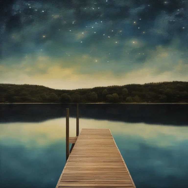 A Lakeside Dock Under A Sky Full Of Stars, Impasto Texture,...