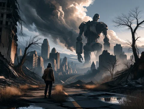 The Wind Carried The Smell Of Rust And Wet Earth, A Scent Th... — Stable Diffusion AI Prompt: The wind carried the smell of rust and wet earth, a scent that clung to the lone...