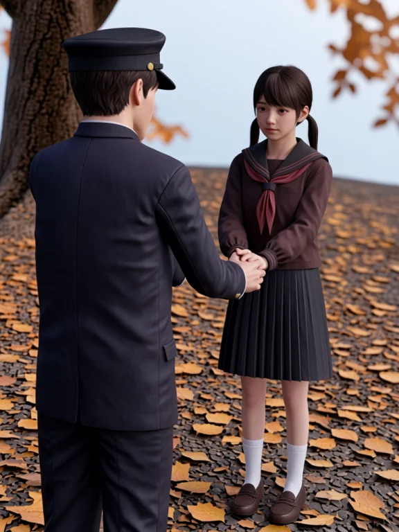 In This 3d-style Scene, A Tall Male Student And A Petite Sch...