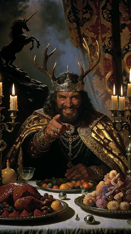 Eye-level Medium Close-up Of A Grinning Man With Rugged Feat...