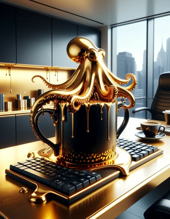 4. A Monumental Octopus Entirely Composed Of Viscous Molten...