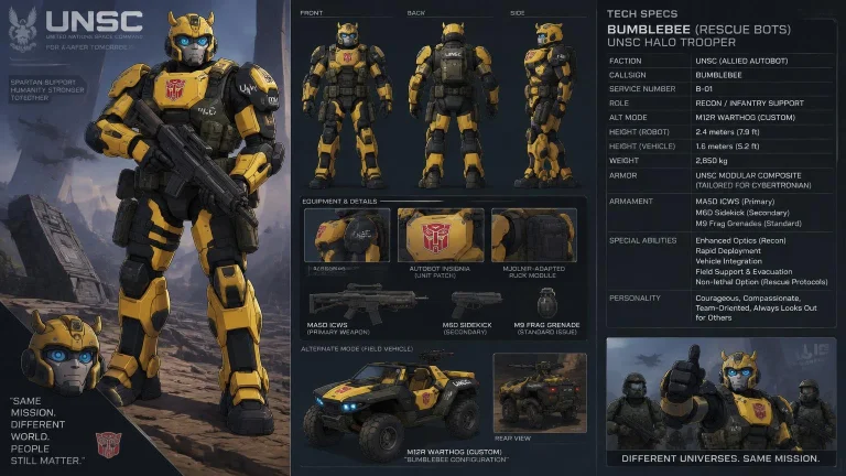 Bumblebeerescuebot As A Unsc Halotrooper With Tech Specs