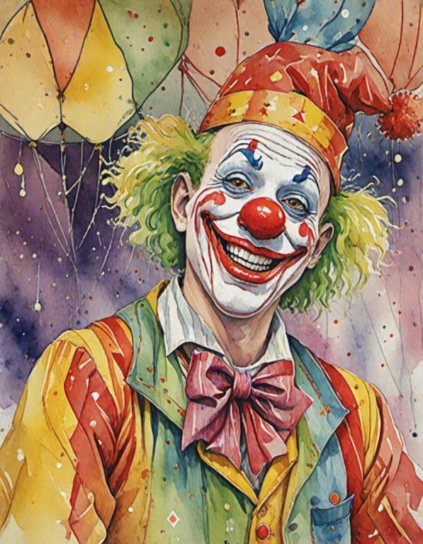 Chahamanstylewatercolor,1clown In Circus