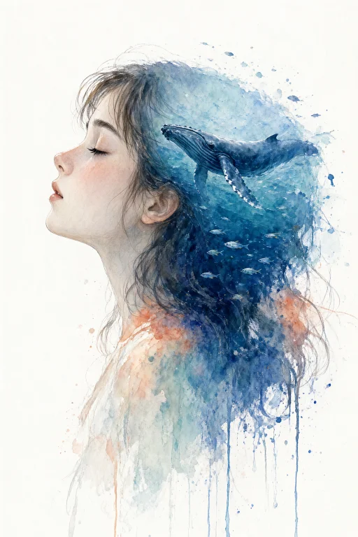 A Wet-on-wet Watercolour Painting On Bright White Paper With...